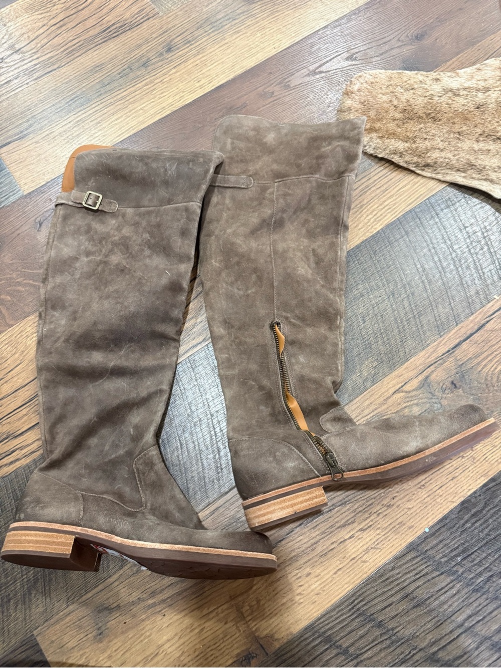 Kork-Ease Over-the-Knee Suede Boots - Taupe Brown